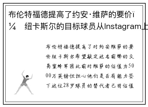 布伦特福德提高了约安·维萨的要价,纽卡斯尔的目标球员从Instagram上删除了俱乐部信息 布伦特福德提高了约安·维萨的要价,纽卡斯尔的目标球员从Instagram上删除了俱乐部信息